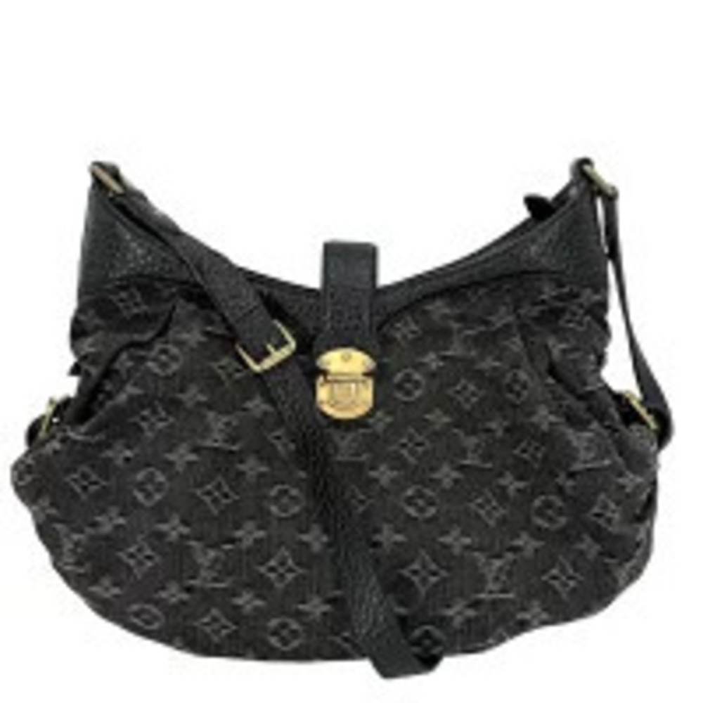 Louis Vuitton Monogram Denim Shoulder Bag Black